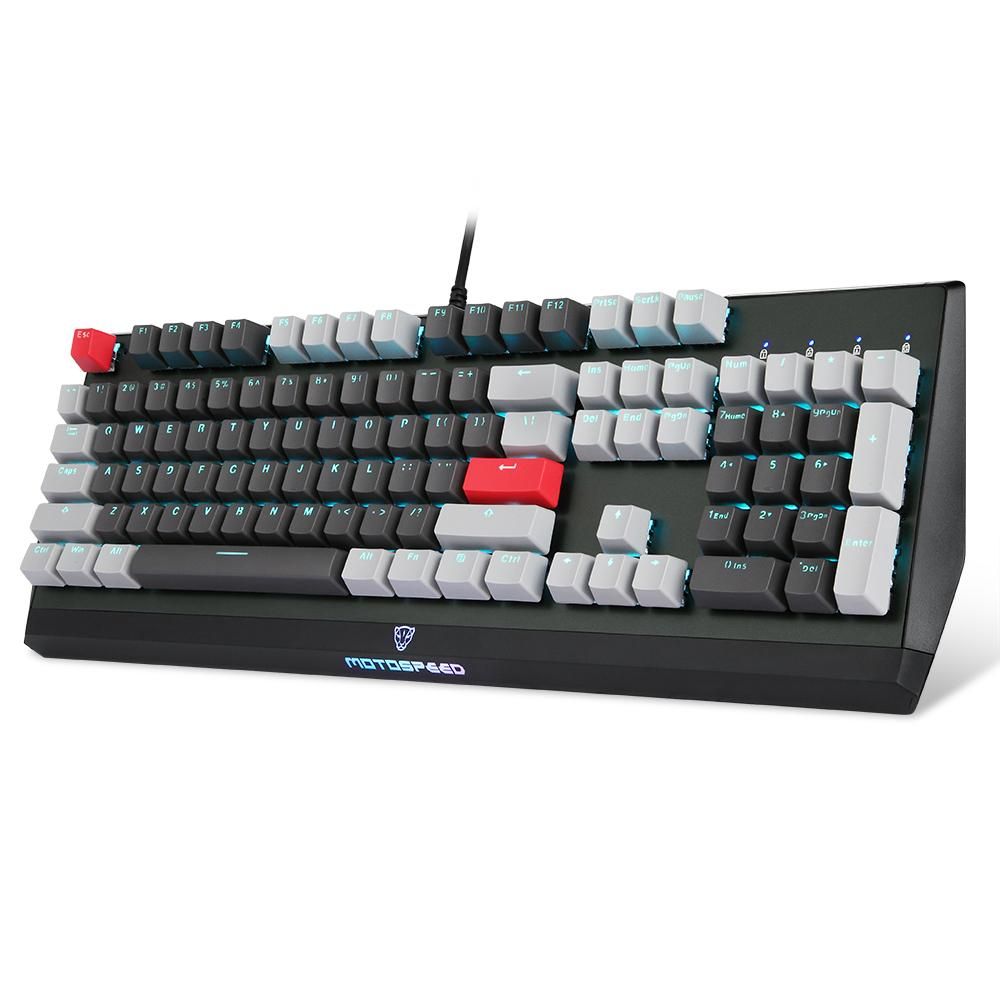 Motospeed CK74 104 Keys Wired Gaming Keyboard Monochrome Optical Axis Mechanical Keyboard Support N-key Rollover