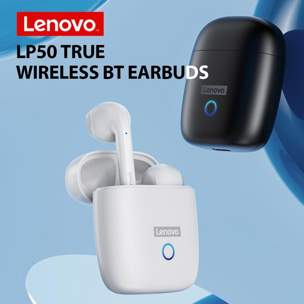 Lenovo LP50 True Wireless BT Headphone Semi-in-ear Sports Music Earbuds BT5.0 Chip HiFi Sound Quality ENC Noise Reduction Black