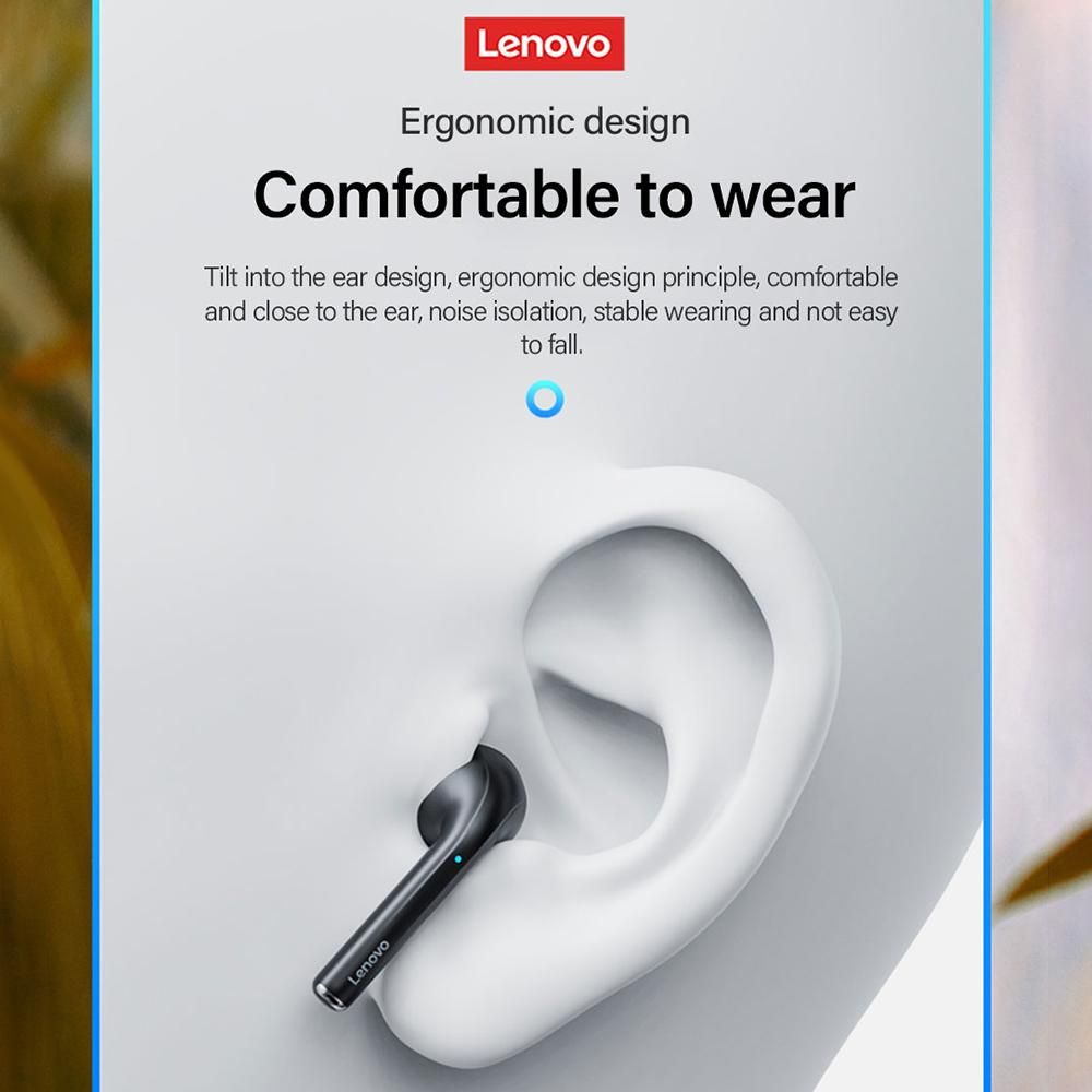 Lenovo LP50 True Wireless BT Headphone Semi-in-ear Sports Music Earbuds BT5.0 Chip HiFi Sound Quality ENC Noise Reduction Black