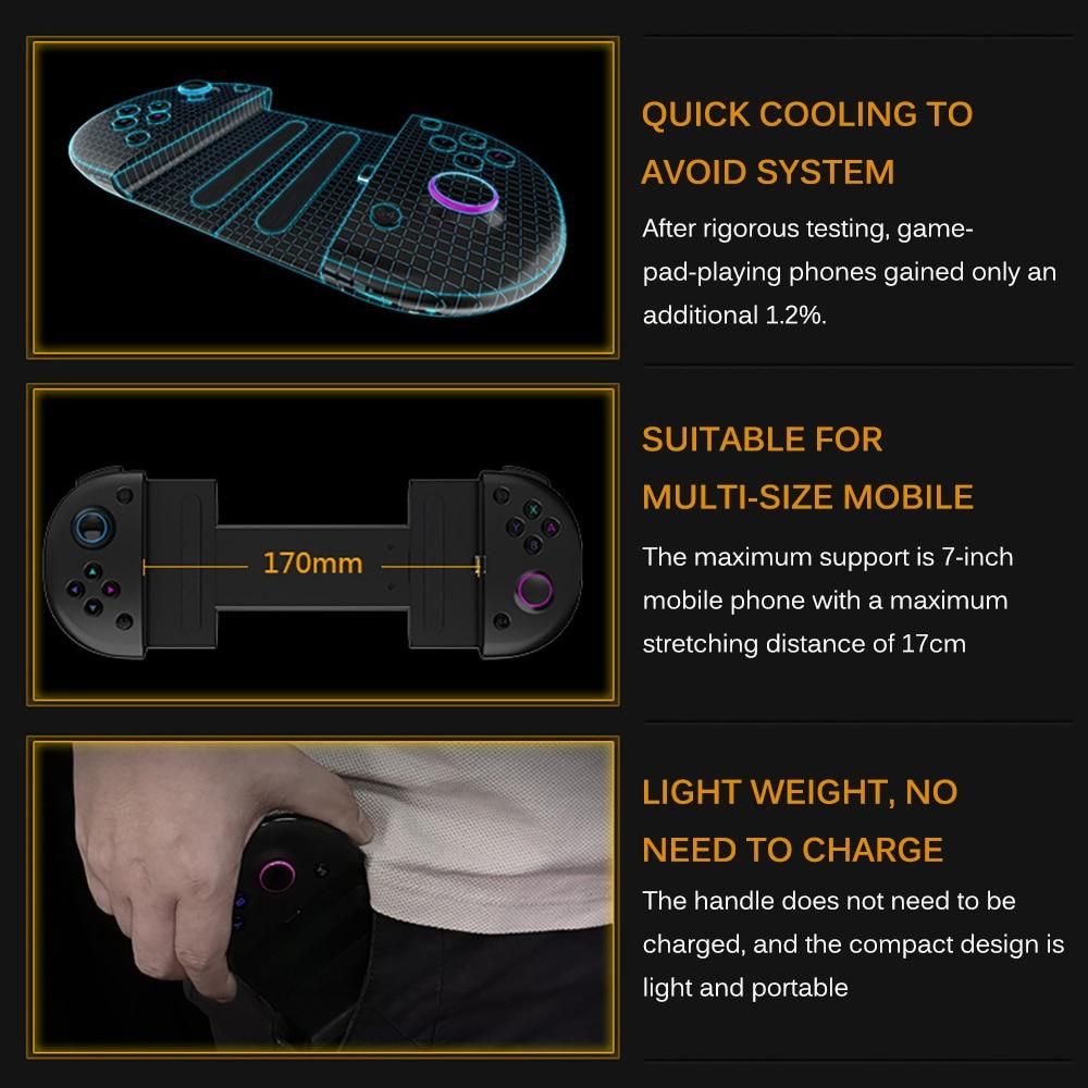 MINI Game Controller with Type C fast charging +Telescope phone holder Portable game handle joystick Sensitive buttons design