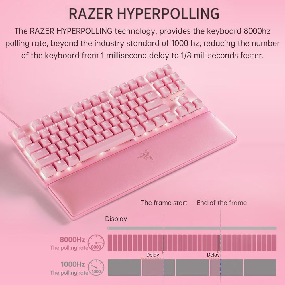 Razer V2 87 Keys Gaming Keyboard Razer Chroma RGB USB Wired Keyboard 8000Hz Backlight Mechanical Keyboard with Wrist Rest