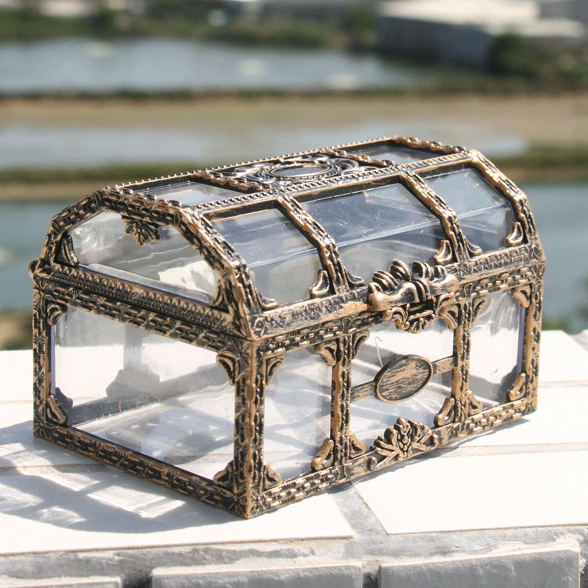 Transparent Pirate Treasure Chest Piggy Bank Jewelry Box For Home