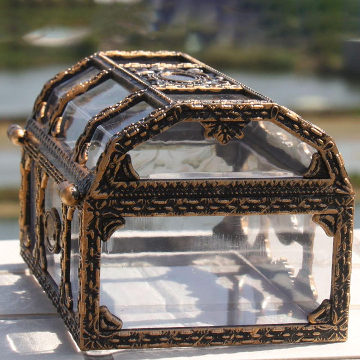 Transparent Pirate Treasure Chest Piggy Bank Jewelry Box For Home