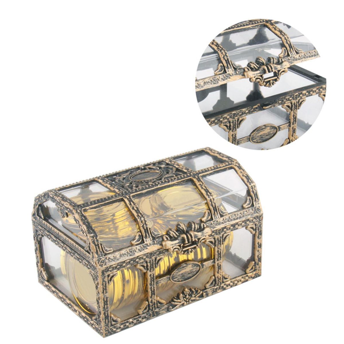 Transparent Pirate Treasure Chest Piggy Bank Jewelry Box For Home