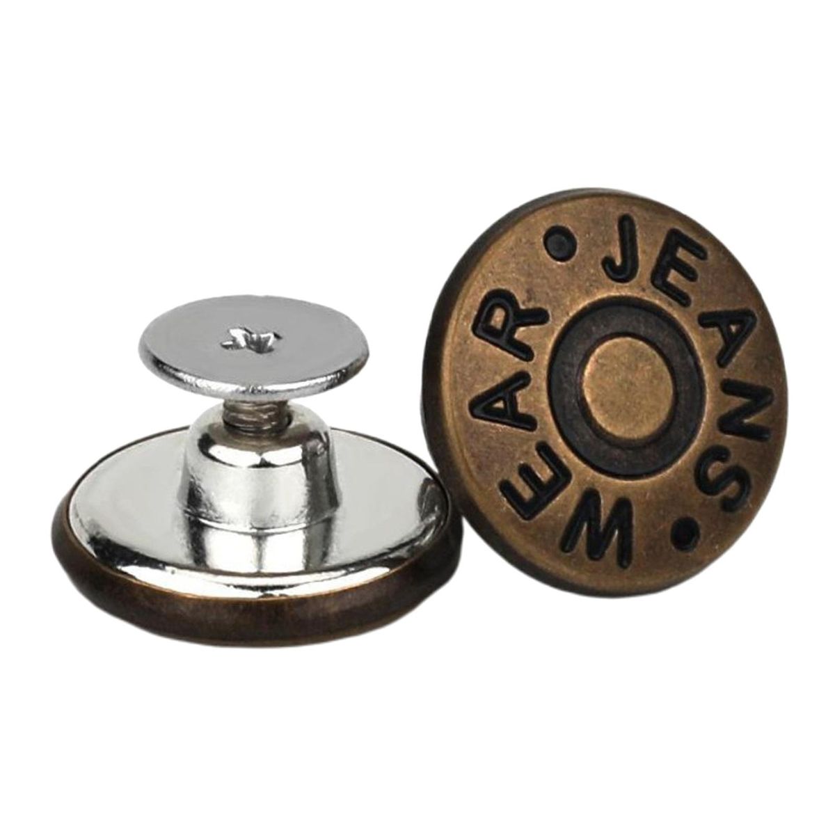 3Pieces Instant Detachable 17mm Jean Buttons Zinc Alloy Bronze English