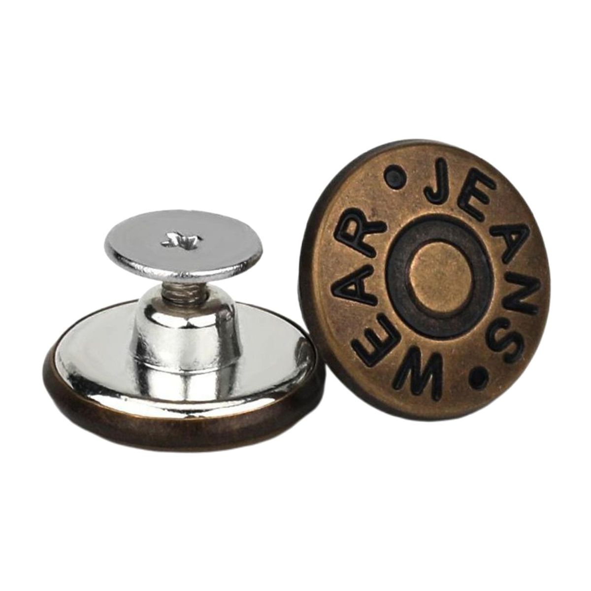 3Pieces Instant Detachable 17mm Jean Buttons Zinc Alloy Bronze English
