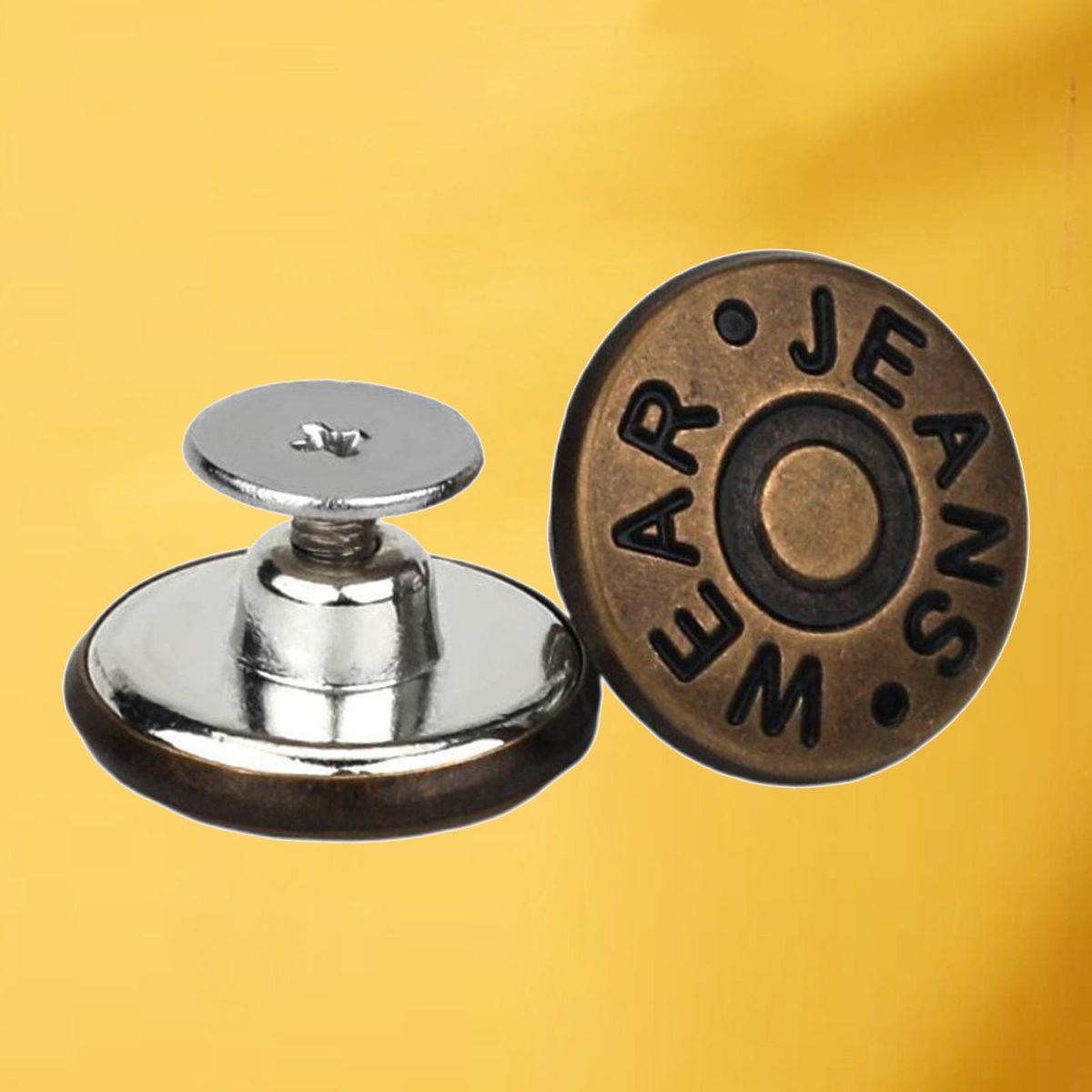 3Pieces Instant Detachable 17mm Jean Buttons Zinc Alloy Bronze English