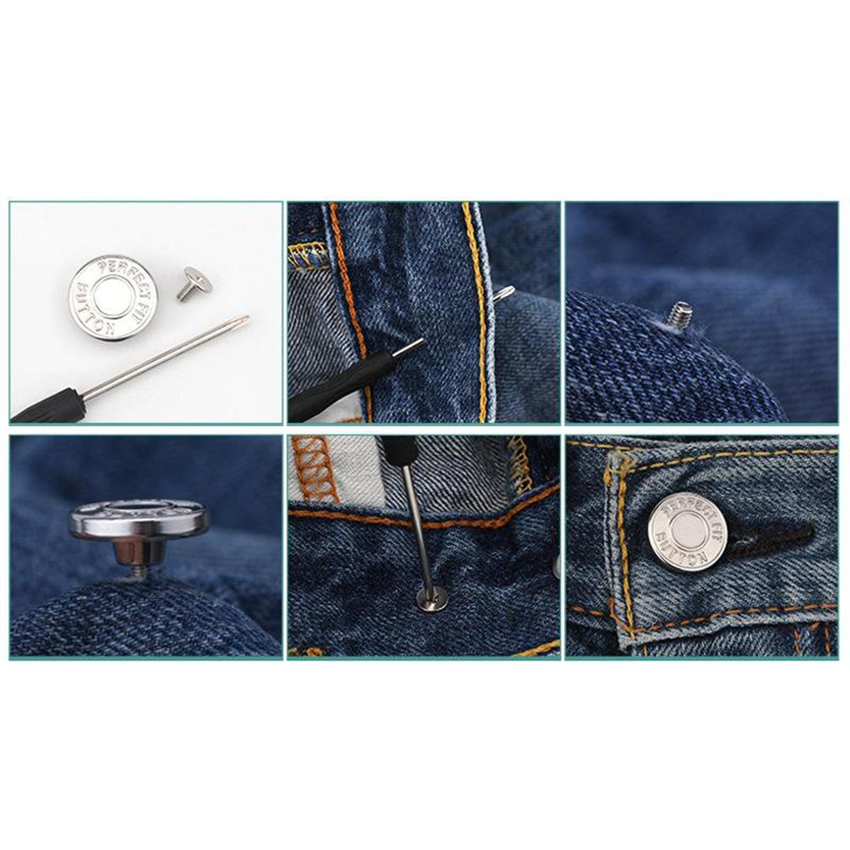 3Pieces Instant Detachable 17mm Jean Buttons Zinc Alloy Bronze English