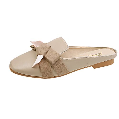 Ladies Casual Leather Shoes, Half Drag Fashion Flat Shoes