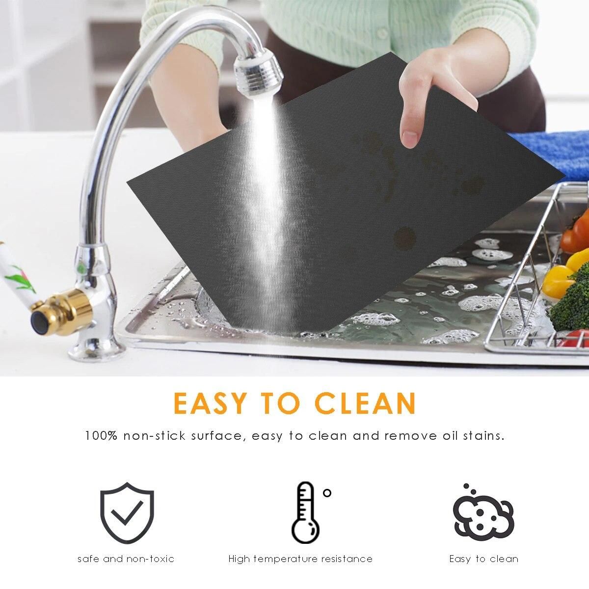 6Pcs Grill Mat Non-Stick Heat-Resistant Grill Mat with Two Oil Brushes for Barbecue, Easy to Clean & Reusable - 15.7x19.7"