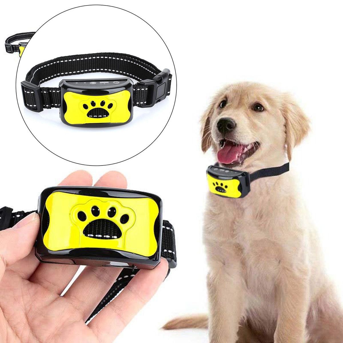 Anti  Shock Collar Dog Training Pet  Yellow