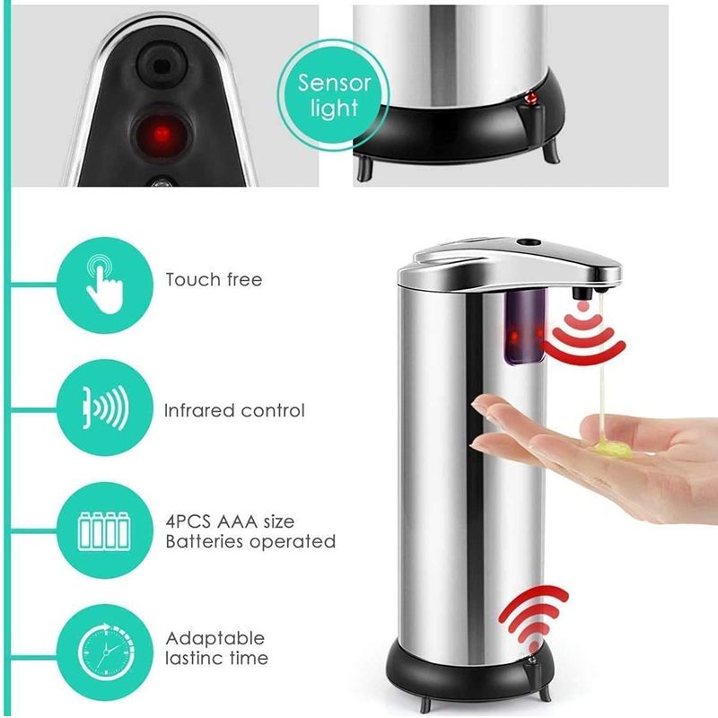 Liquid Soap Dispenser For Stainless Steel Automatic Induction Soap Dispenser Smart Sensor Sanitizer Home Kitchen Bathroom 250ML