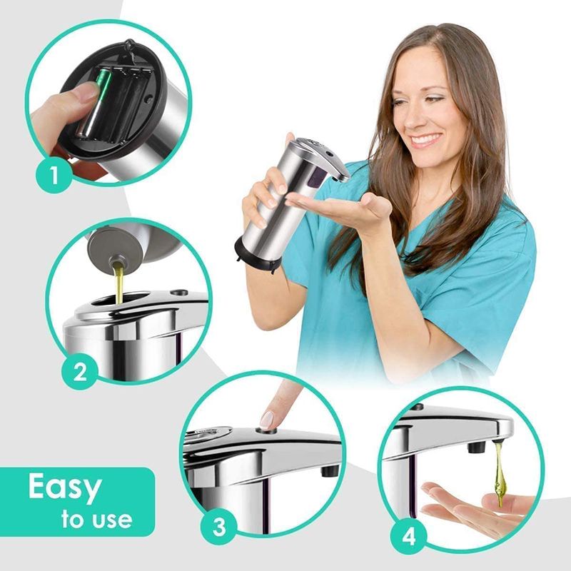 Liquid Soap Dispenser For Stainless Steel Automatic Induction Soap Dispenser Smart Sensor Sanitizer Home Kitchen Bathroom 250ML