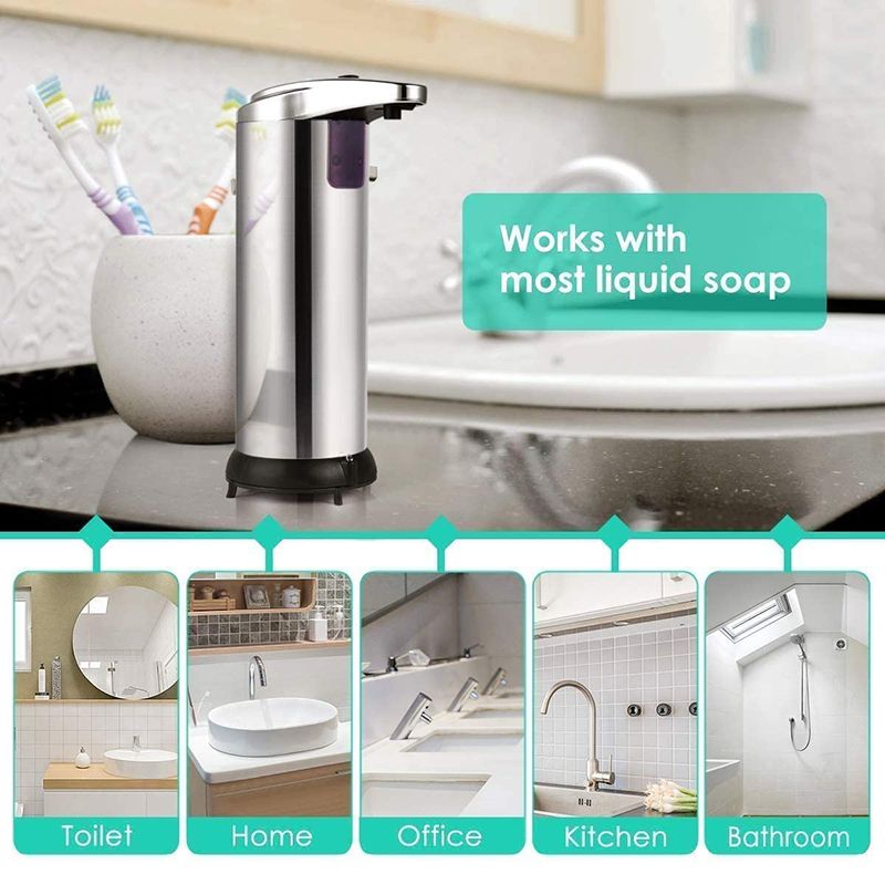 Liquid Soap Dispenser For Stainless Steel Automatic Induction Soap Dispenser Smart Sensor Sanitizer Home Kitchen Bathroom 250ML