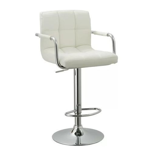 Unique Comfy Swivel Adjustable Height Bar Stool - White