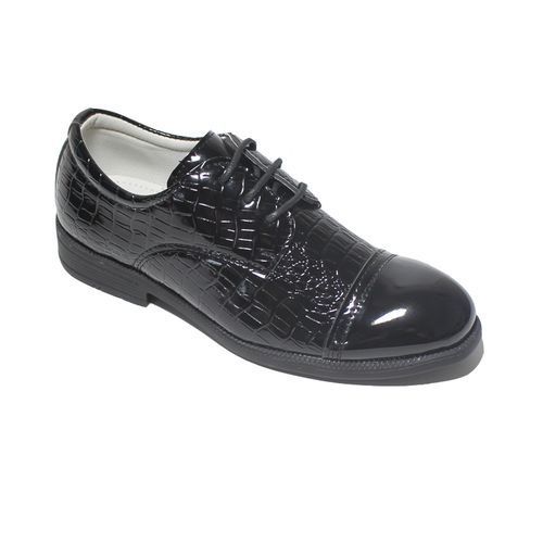Boys Shoes For Childrens Glossy PU Leather Brogue-Black