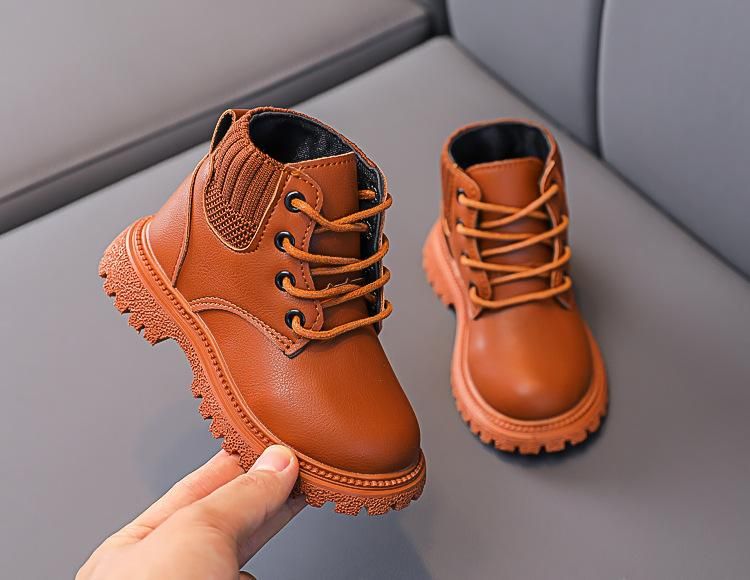 Children'S Boots Martin Boots Leather Martin Boots Brown