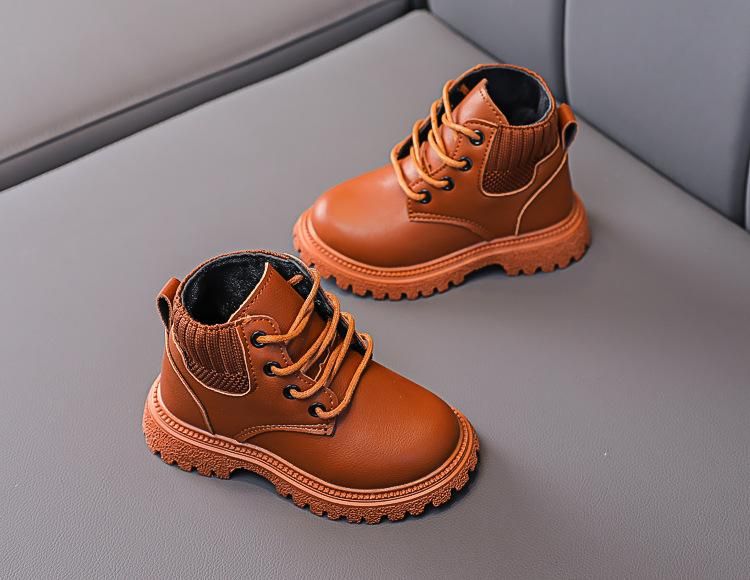 Children'S Boots Martin Boots Leather Martin Boots Brown