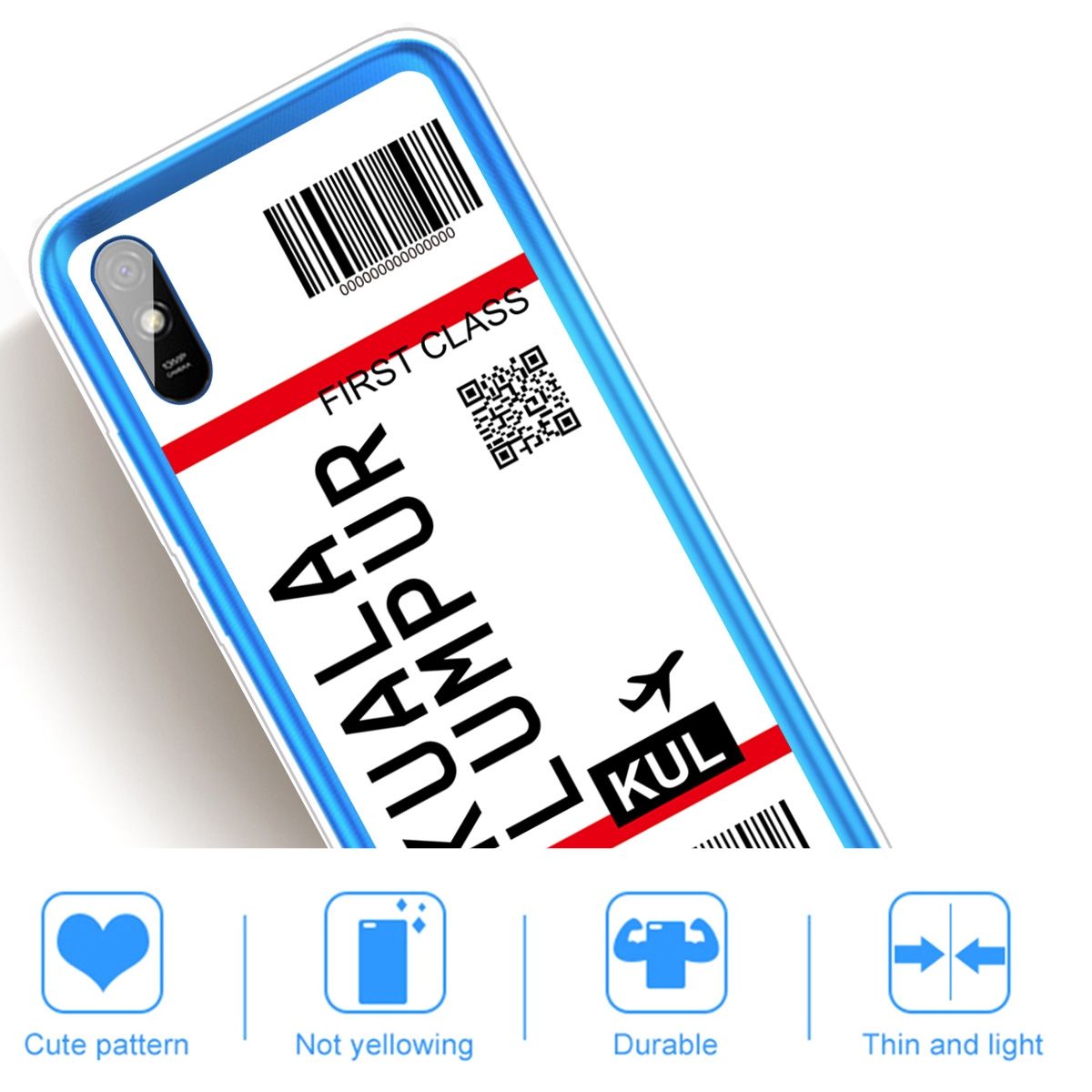 For Xiaomi Redmi 9A Boarding Card Pattern TPU Case
