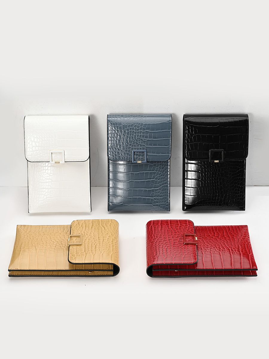 Women Phone Bag With Shoulder Strap Transparent Window PU