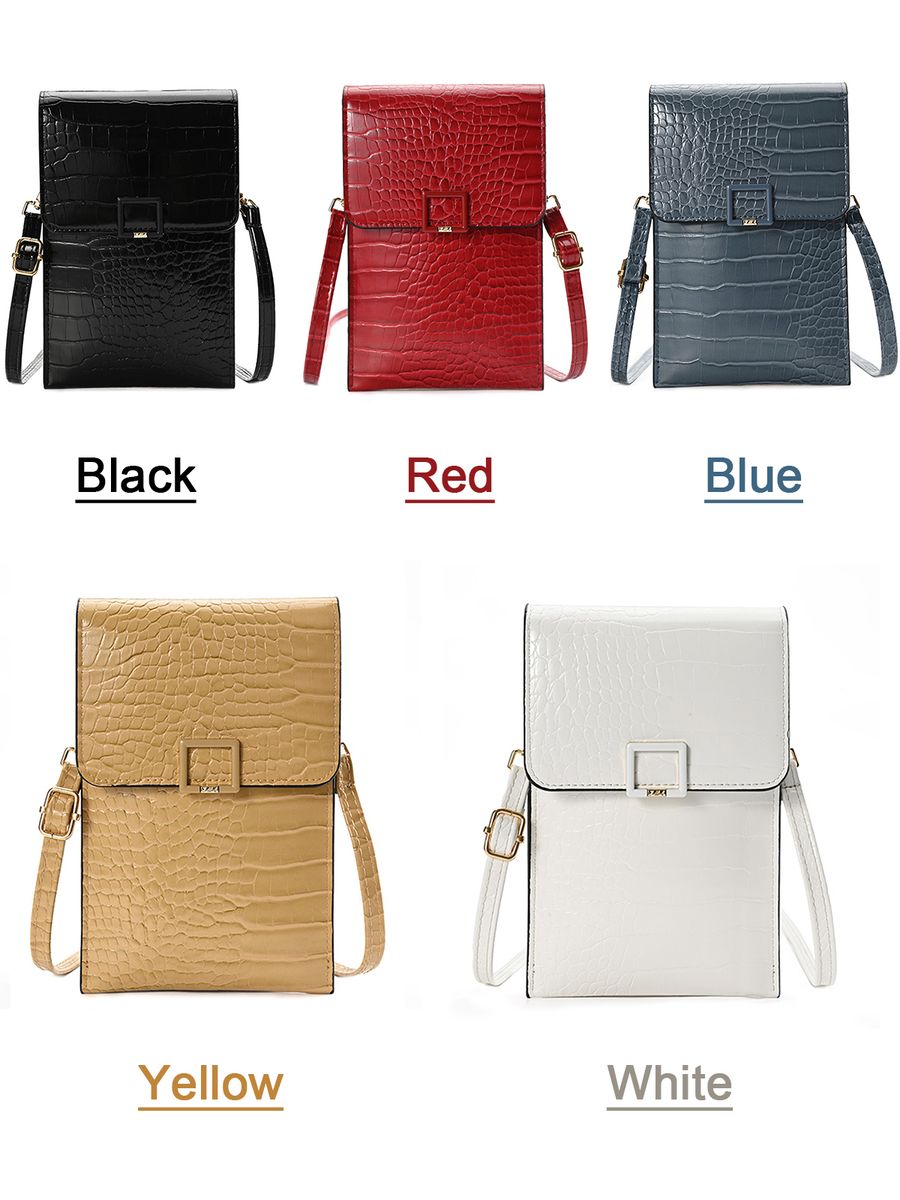 Women Phone Bag With Shoulder Strap Transparent Window PU