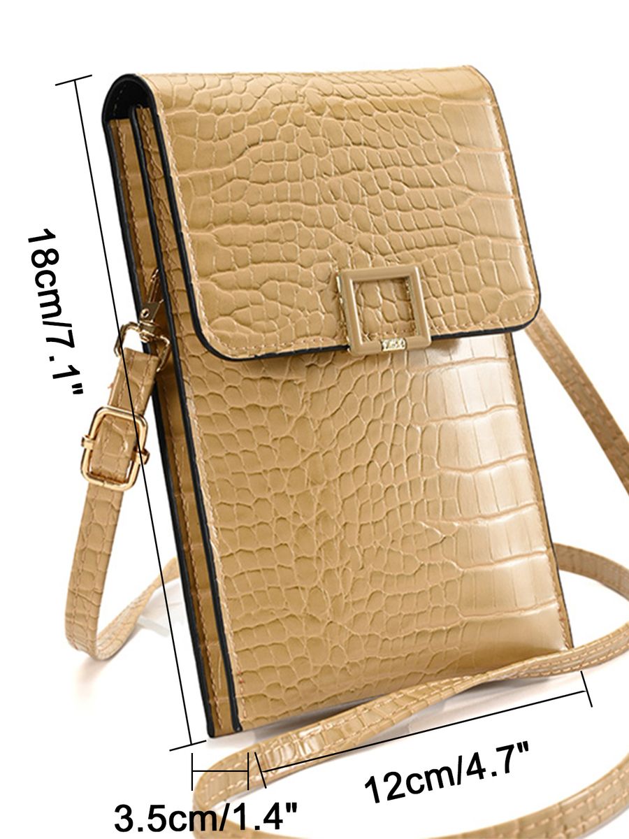 Women Phone Bag With Shoulder Strap Transparent Window PU