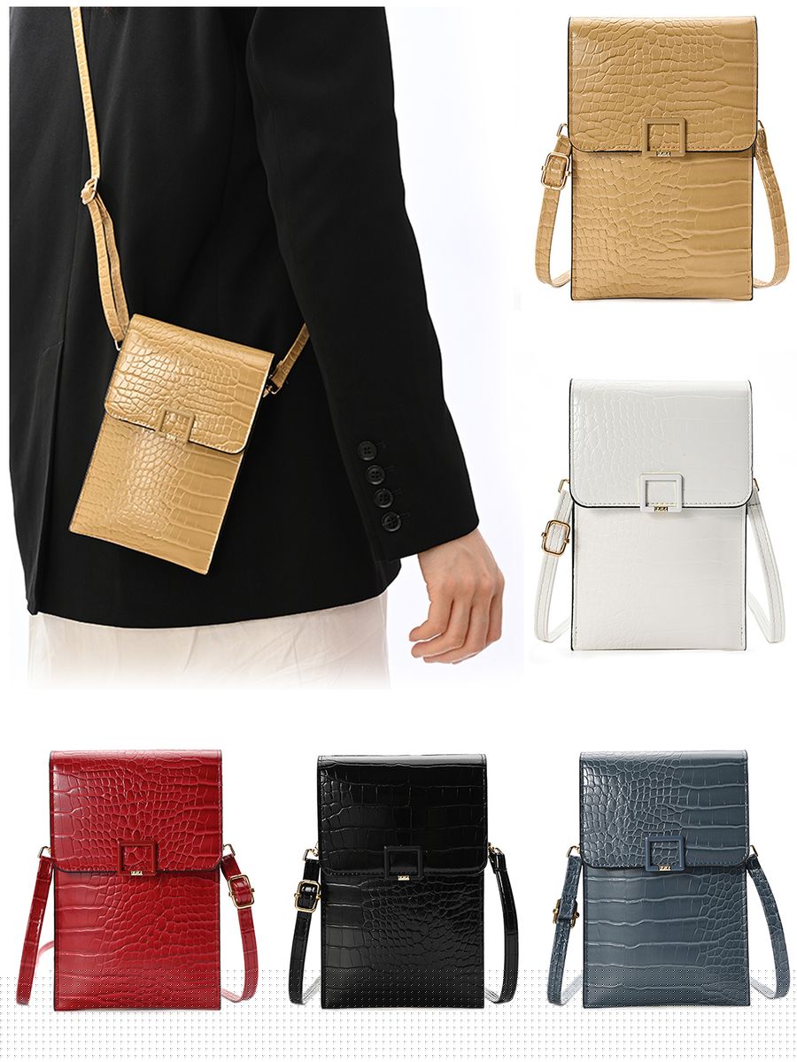 Women Phone Bag With Shoulder Strap Transparent Window PU