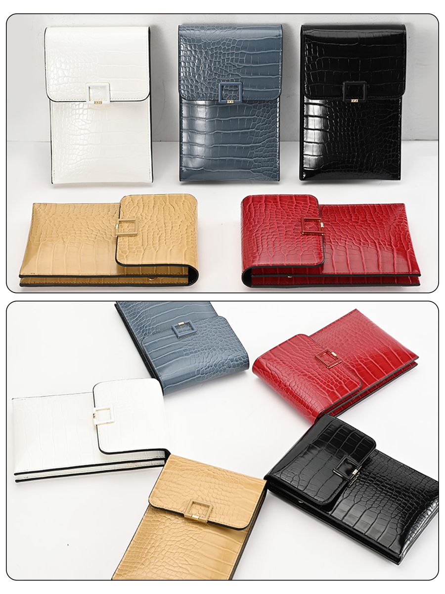 Women Phone Bag With Shoulder Strap Transparent Window PU