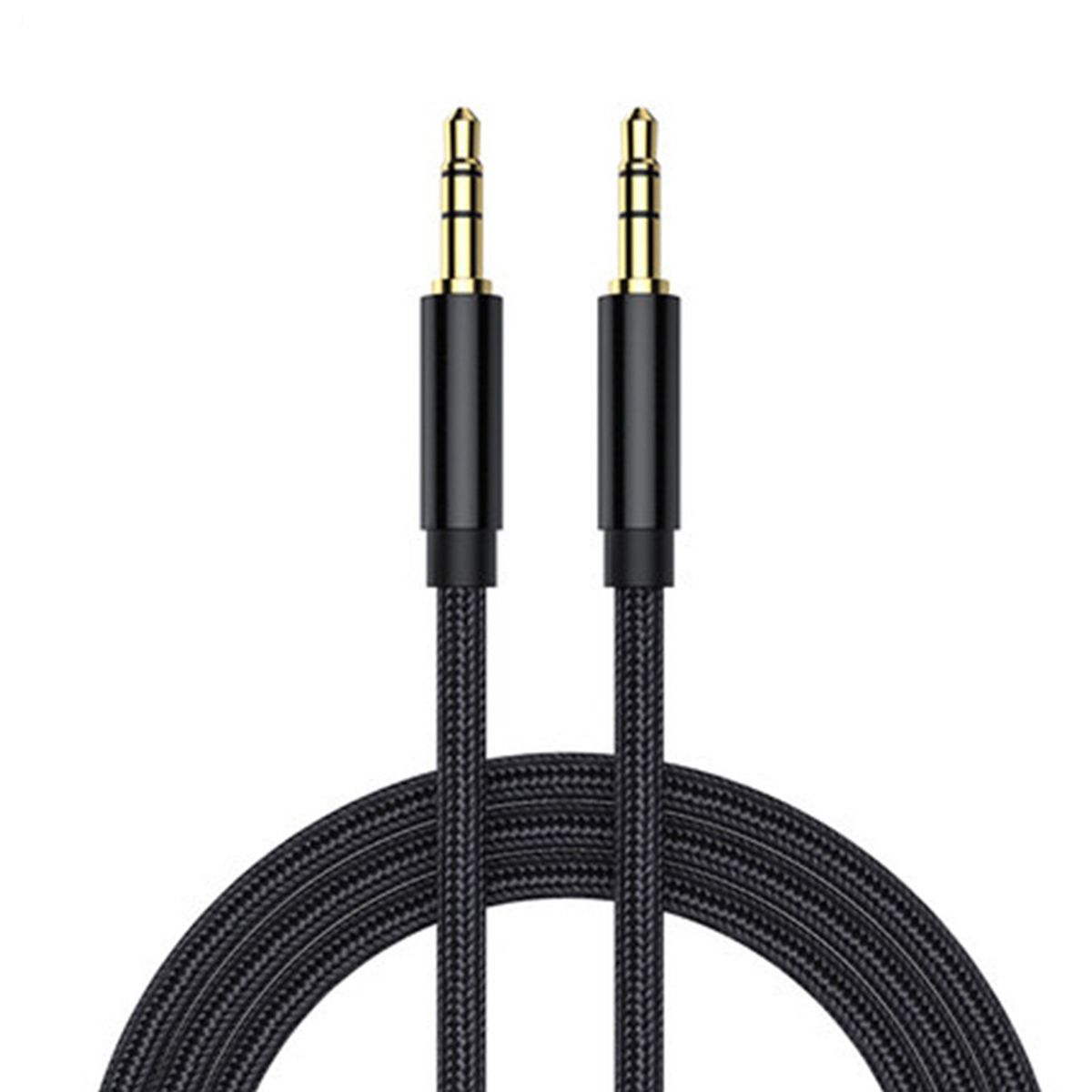 Audio Cable 3.5mm AUX Aluminum Alloy Male To Male-Black