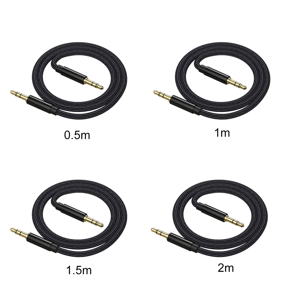 Audio Cable 3.5mm AUX Aluminum Alloy Male To Male-Black