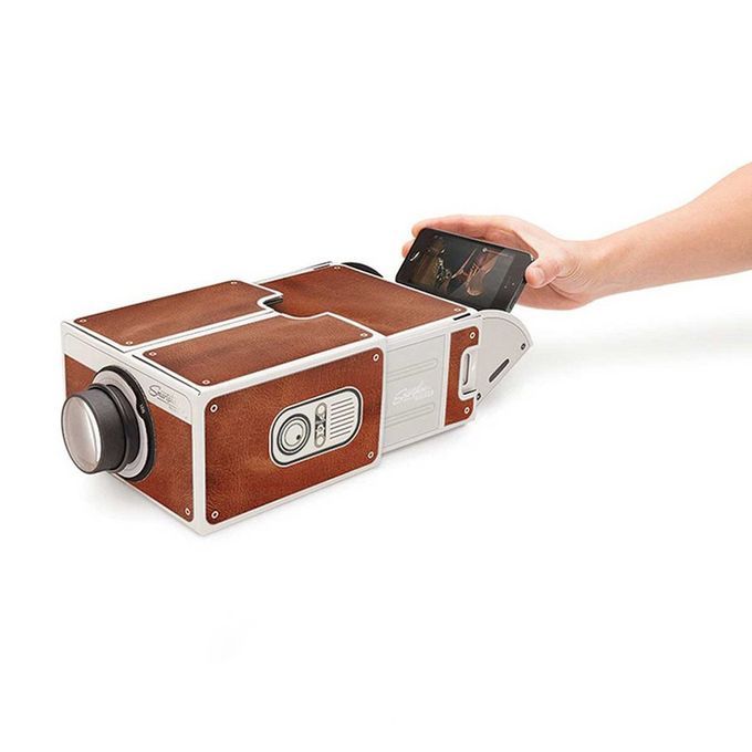 MT Mini Portable Cardboard Smart Phone Projector For Home Theater Projector-brown
