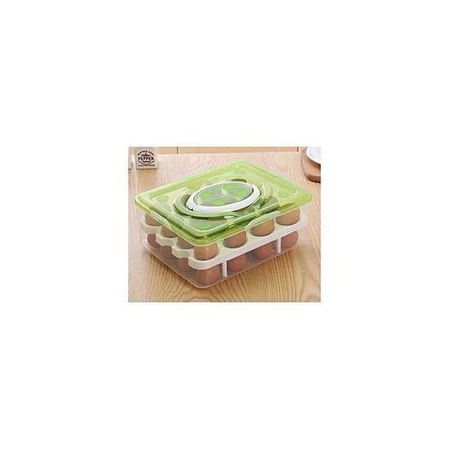 Double Layer 32 Grid Egg Storage Box (Green)