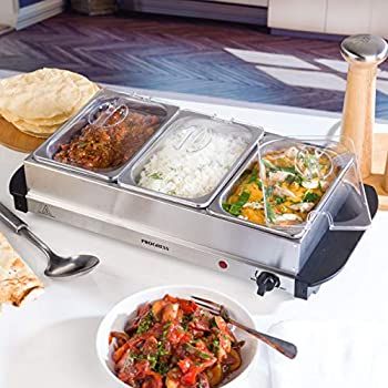 Three 3 Pan Tray Buffet Server & Plate Warmer -