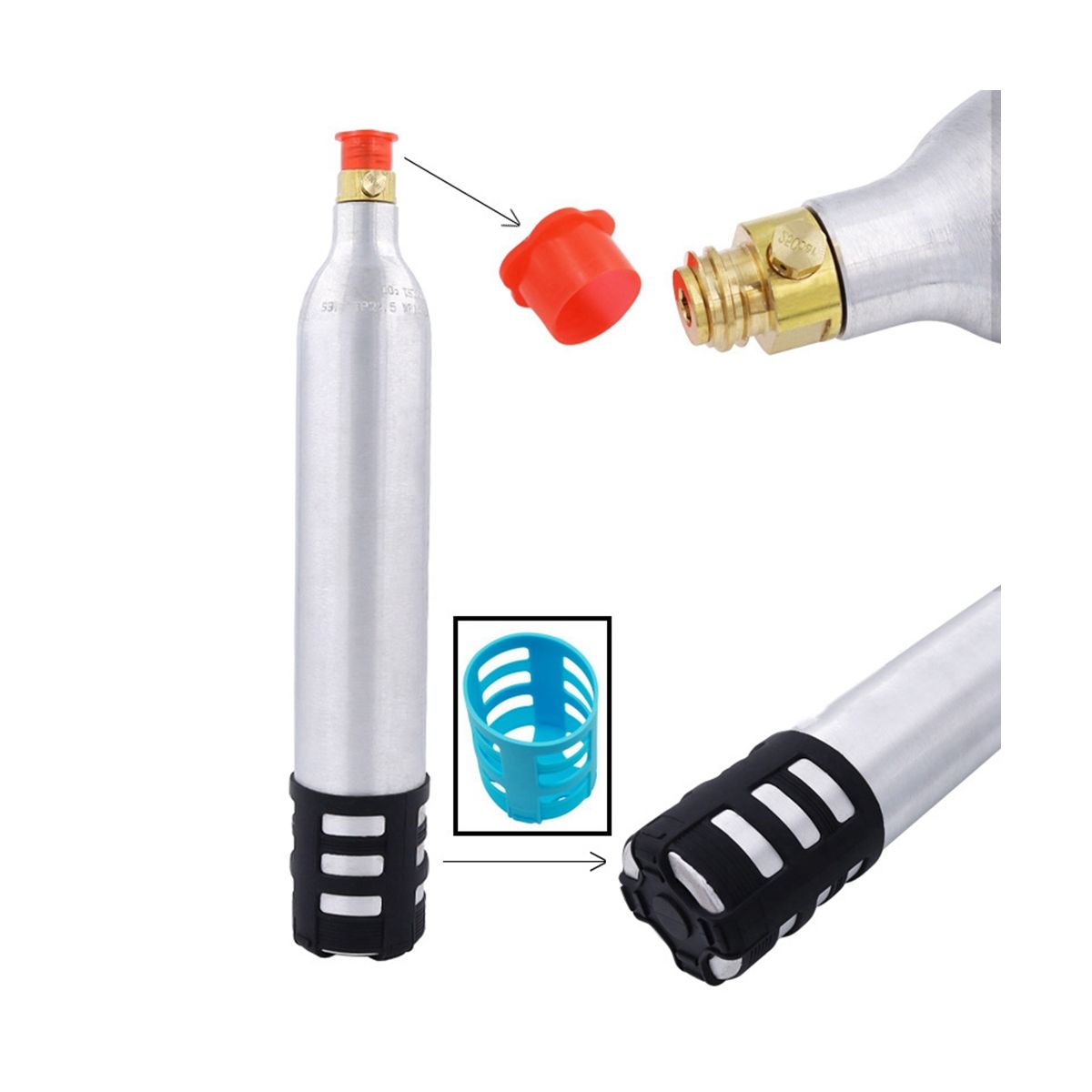 2PCS 06L Soda Maker Refillable Soda Spare Reusable CO2 Cylinder Accessory for Soda MachinesBlueSilver