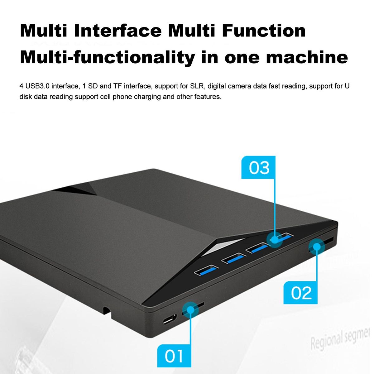 External CD/DVD Drive for Laptop Portable DVD Player CD Burner 3.0 USB External Mobile DVD/CD Seven-in-One Recorder TYPE-C External Computer Universal Drive Seven-in-One Multifunctional Design