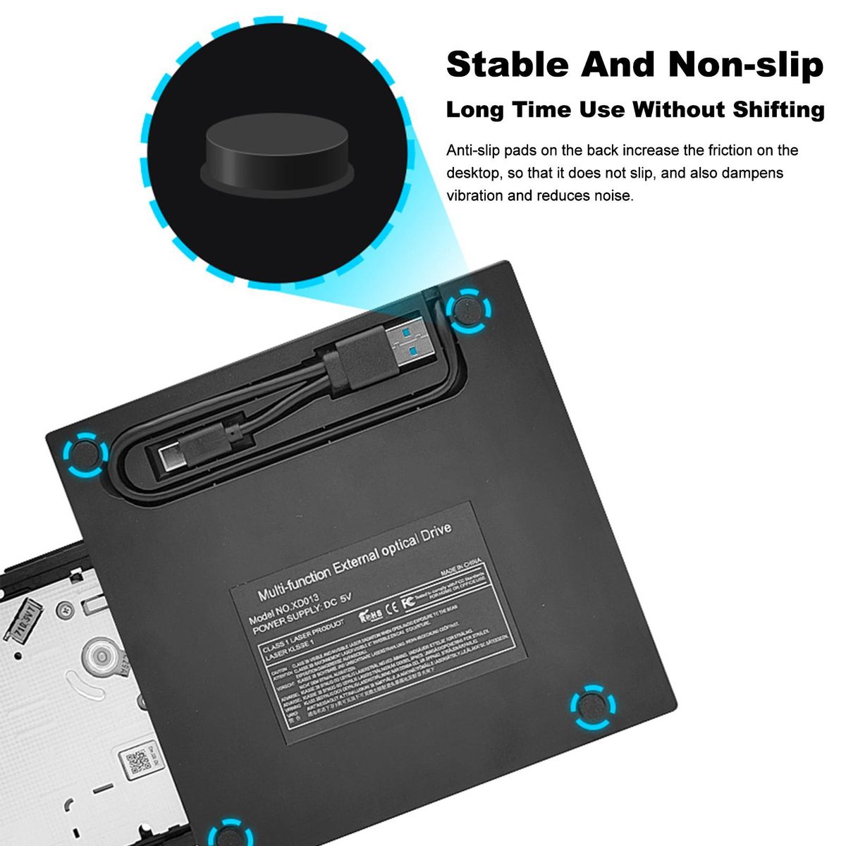 External CD/DVD Drive for Laptop Portable DVD Player CD Burner 3.0 USB External Mobile DVD/CD Seven-in-One Recorder TYPE-C External Computer Universal Drive Seven-in-One Multifunctional Design