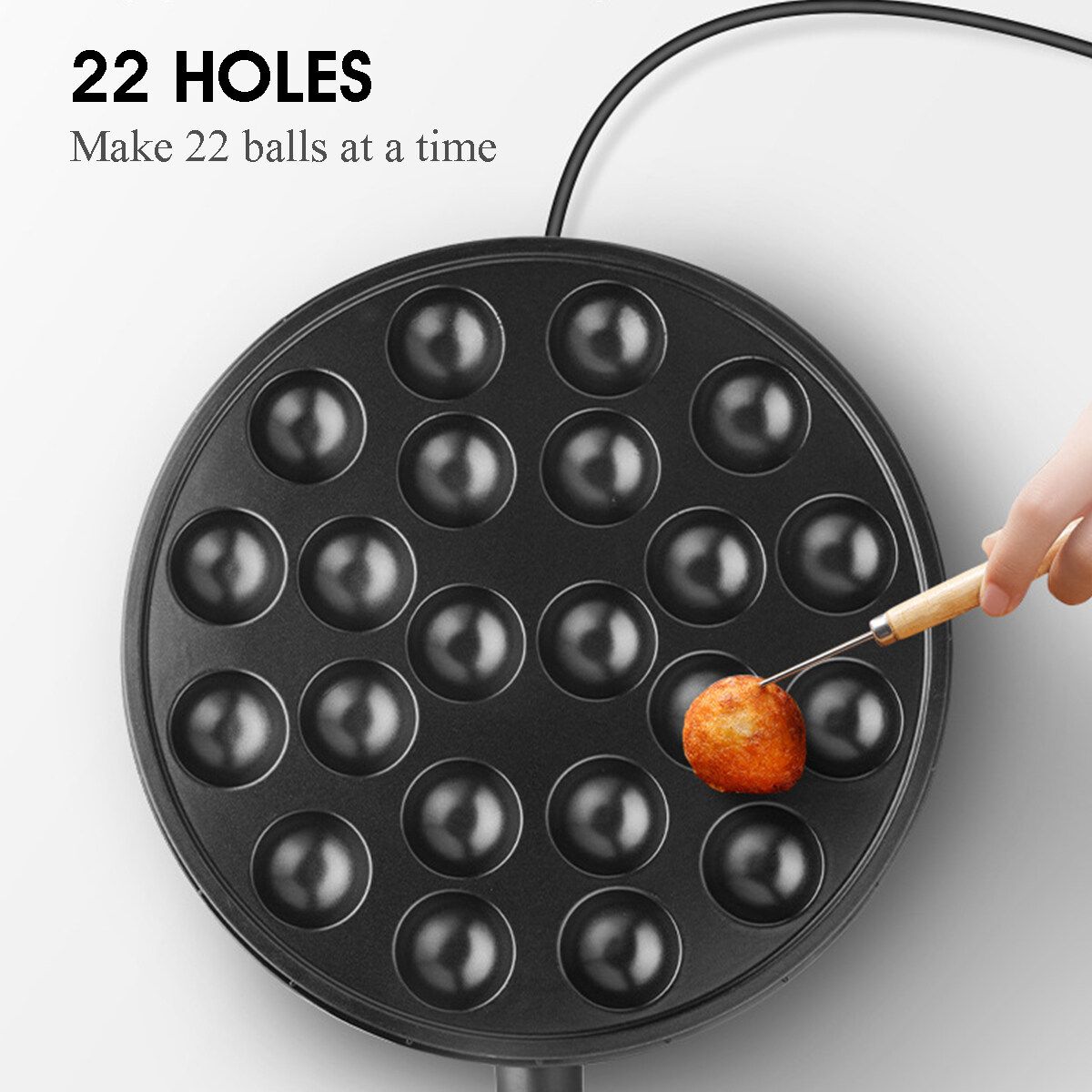 1000W 22Holes Electric Takoyaki Maker Machince Snacks Grill Pan Baking Kitchen