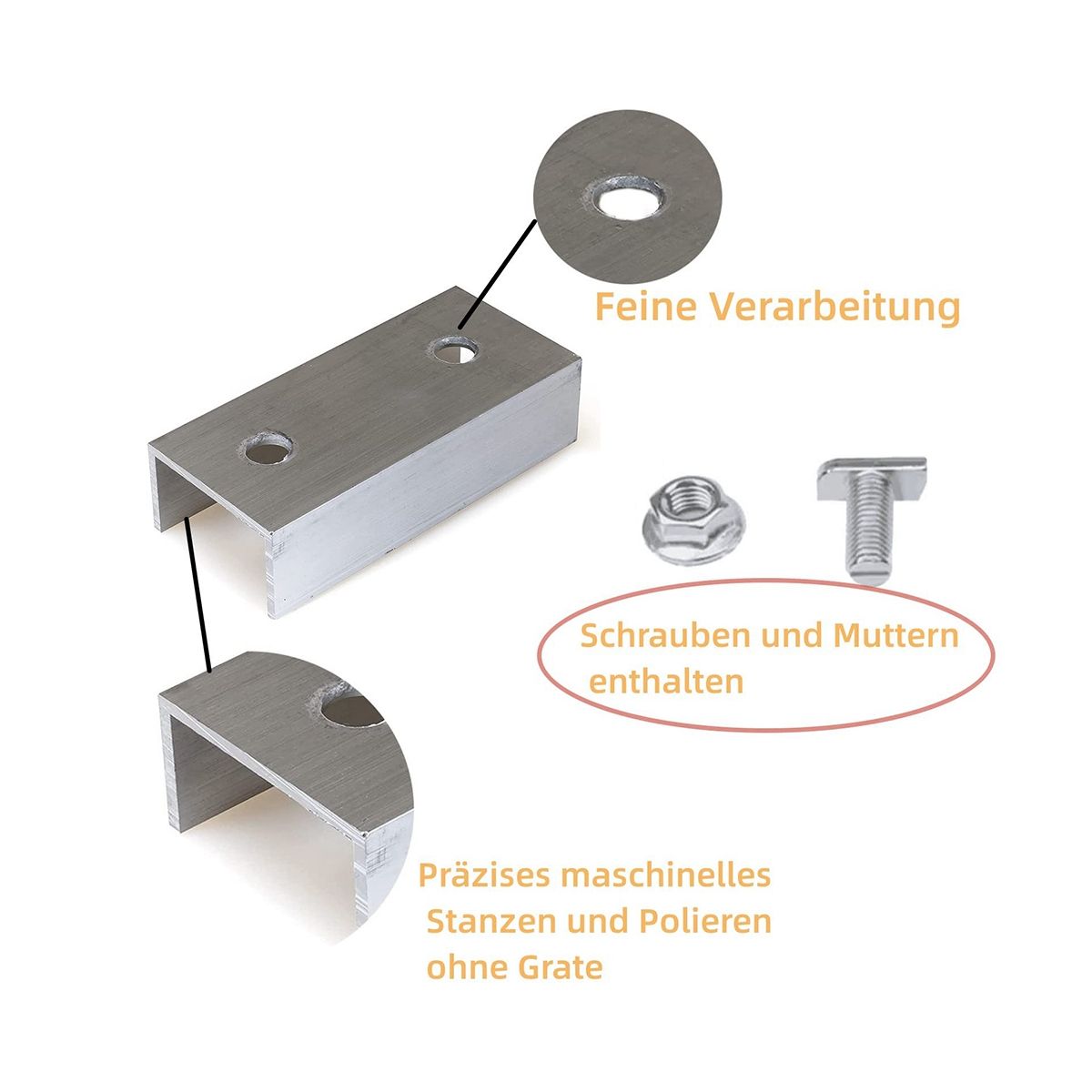 Aluminium Material PV Solar Panels Solar Module Rail Connector for Mounting Photovoltaic Mounting Rail Pack of 2