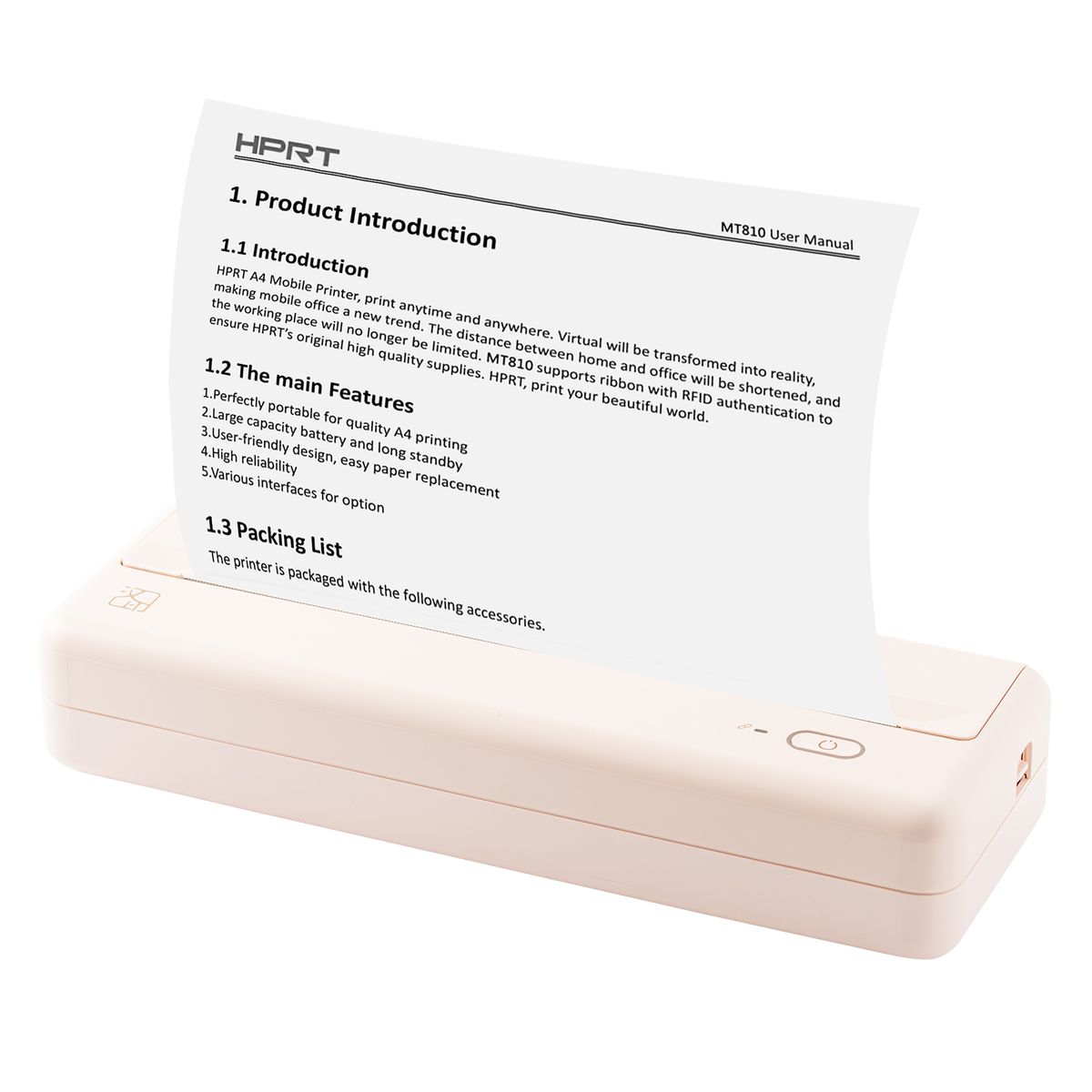 Mt810 A4 Portable Paper Printer Thermal Printing