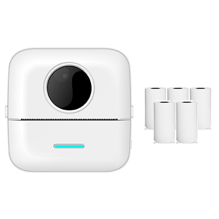 Mini Bluetooth Thermal Printer With 5 Rolls White Paper