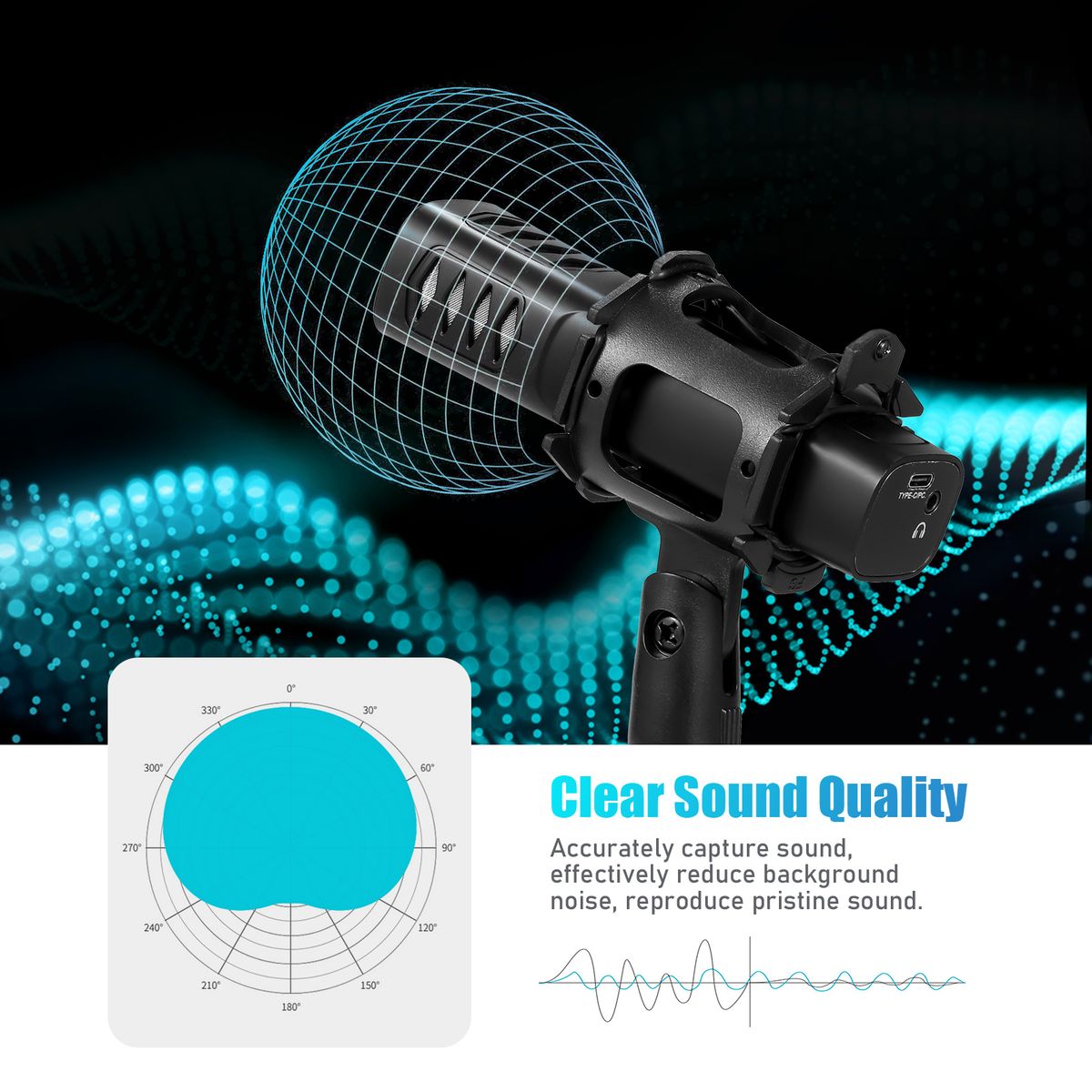 USB Microphone Cardioid Condenser Mic With Tripod Stand