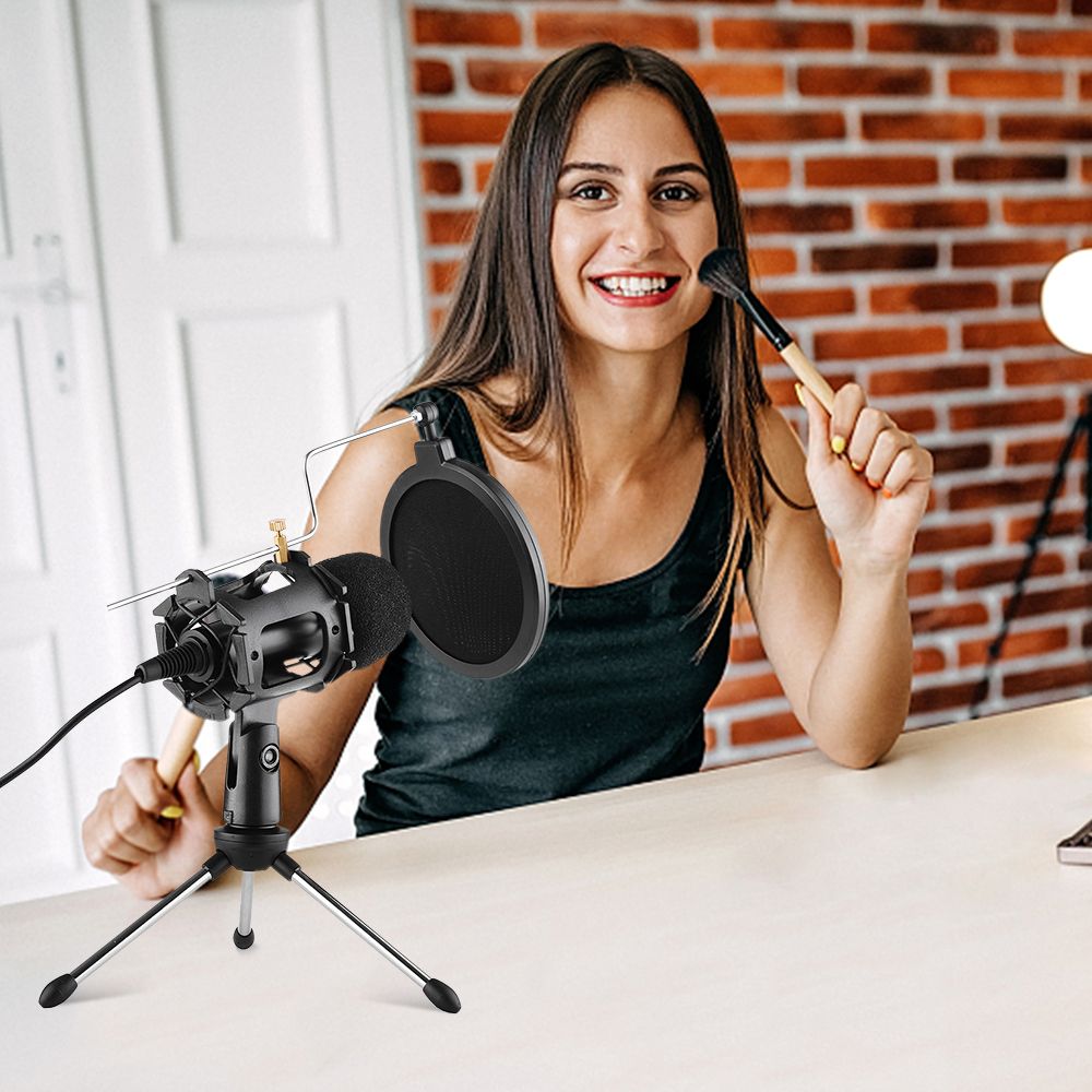 Video Microphones Kit With Mini Mic Tripod Shock Mount