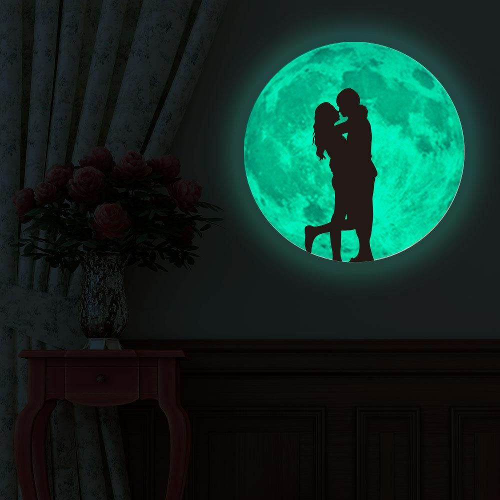 30Cm Wall Stickers Pink Couple Colorful Luminous Lunar Moon Earth Wall Stickers for Bedroom(Multiple Pattern)