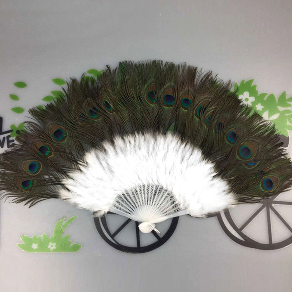 Large Party Held Fan Gifts Fan Dance Showgirl Wedding Elegant Hand Feather Folding Hand Decor 25#Folding Decal