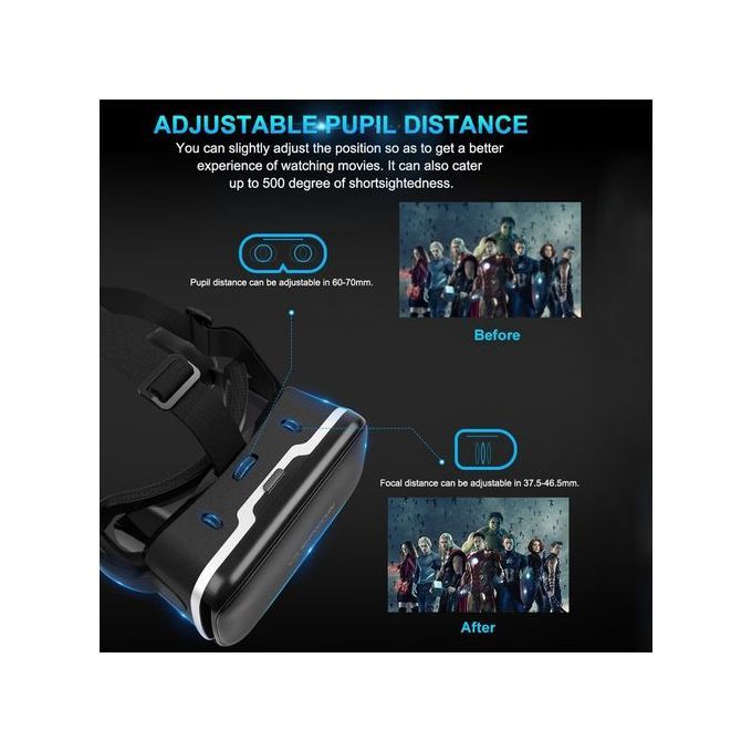 VR Bluetooth Headset VR Glasses Vr Helmet 3D Box Bsuit Black