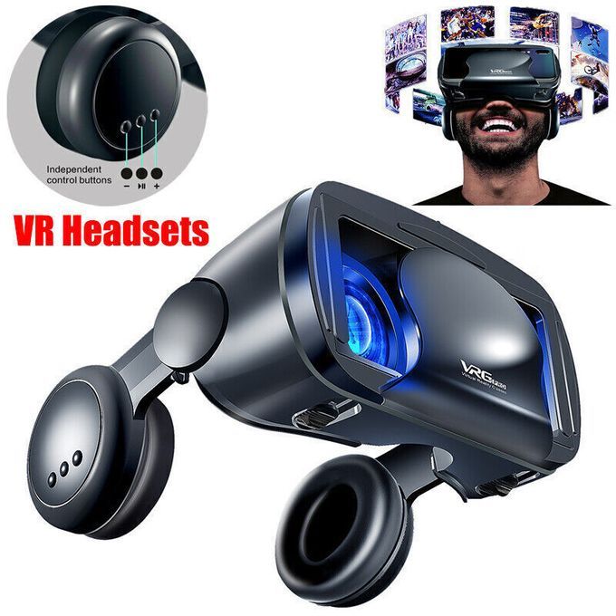 All In 1 Virtual Reality Glasses With Inbuilt Headphone