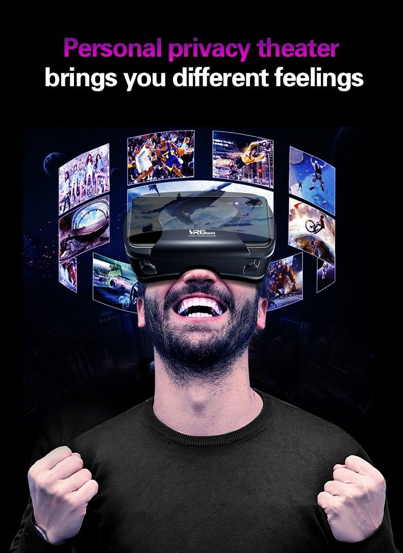 VRG Pro 3D VR Glasses Virtual Reality Full Screen Visual Wide-Angle VR Glasses For 5 To 7 Inch Smartphone Eyeglasses Devices