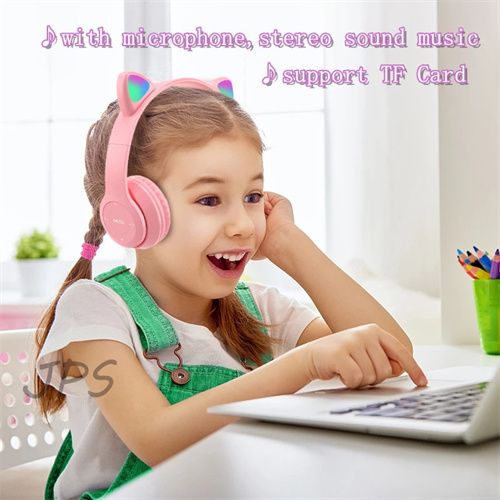 Cat Ear Bluetooth Earphones Wireless Head-Mounted Sports Headphones Stereo Bass With Microphones