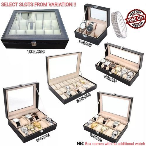Watch Case 3/6/10/12/18/24 Slot Leather Watch Box Case/Jewelry Box/Watch Jewelry Display Storage Wristwatch Jewelry Portable Travel Case Organizer
