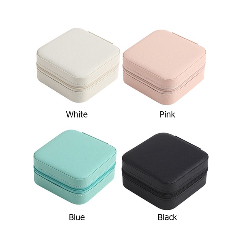 Portable Jewelry Mini Box PU Leather Travel Ring Organizer Ornament Case Storage